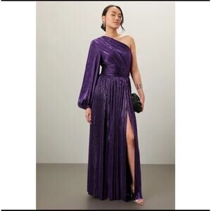 Bronx & Banco Women's Metallic Purple Florence One Shoulder Gown Dress Size XL